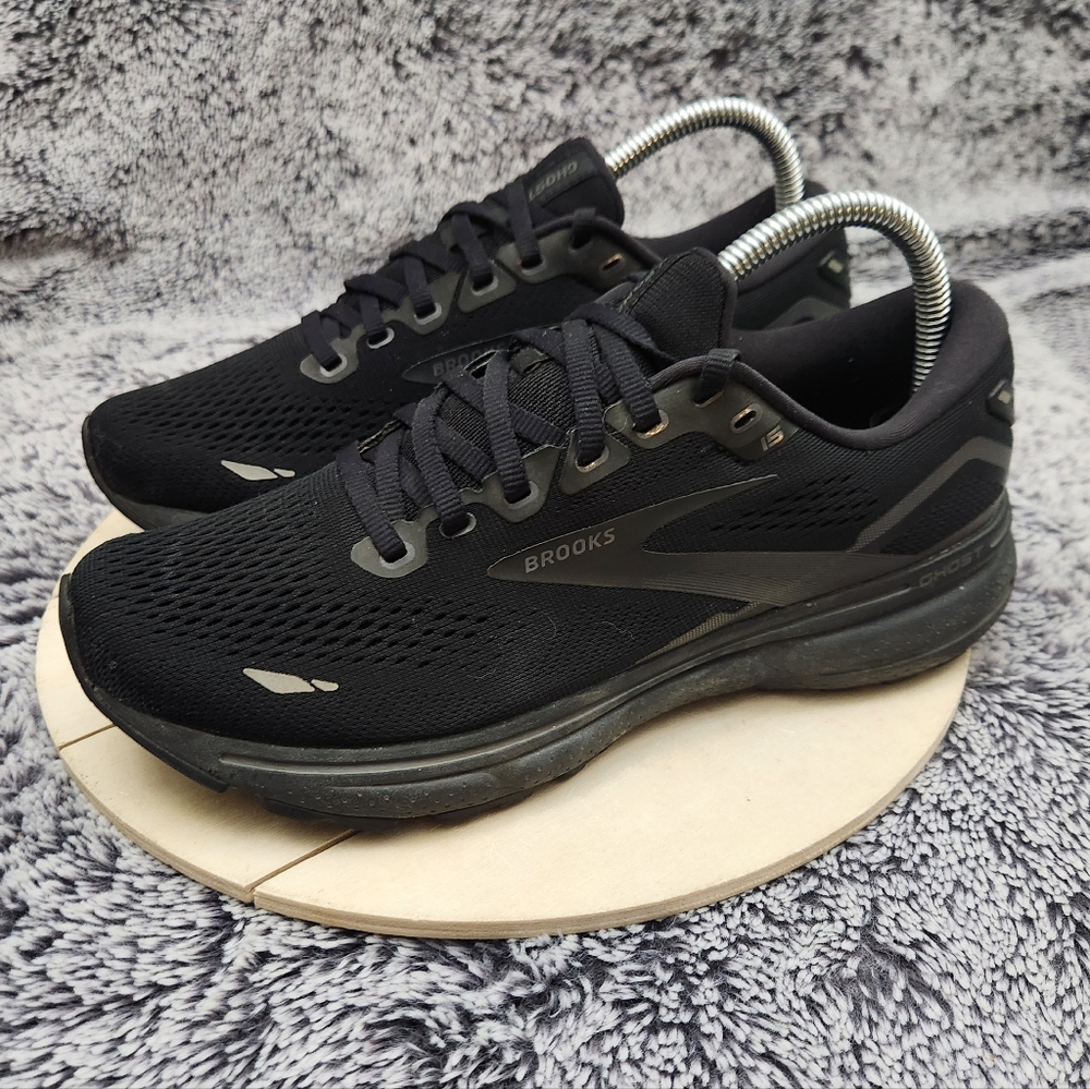 Brooks Ghost 15 Women's Size 8 Triple Black Athletic Running Sneakers Shoes - Picture 4 of 9